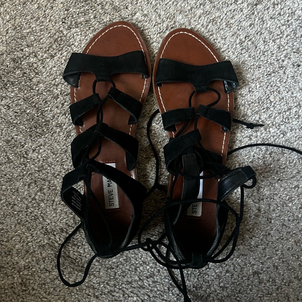 Steve Madden Black Lace-Up Sandals